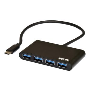 Port-USB-Type-C-to-4-x-USB3.0-5Gbps-30cm-4-Port-Hub-Black-1