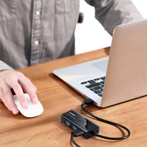 6957303822652_20265-20265_ls.jpg UGREEN USB Type-A Male to Ethernet Adapter with 3-Port USB Hub – Black
