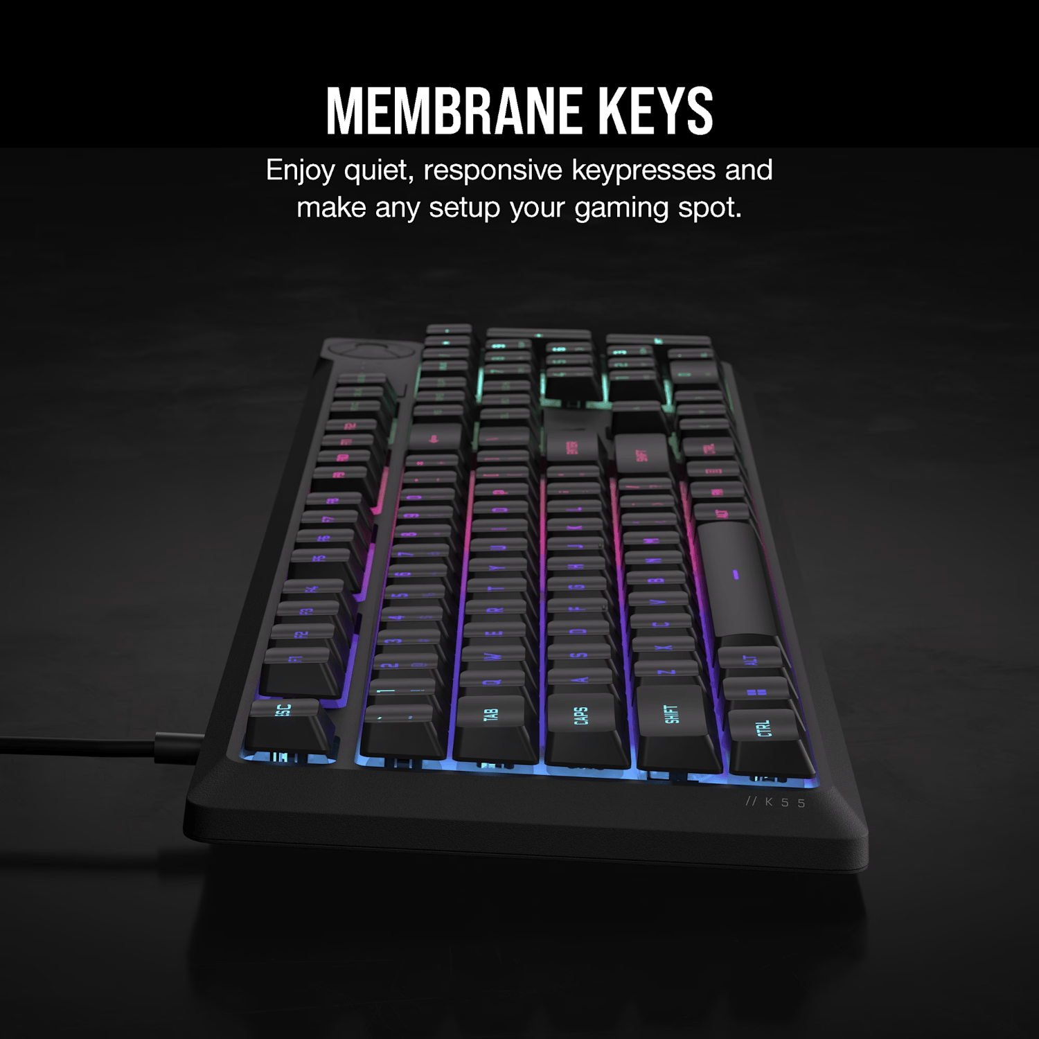 Corsair K55 CORE RGB Gaming Keyboard - Black